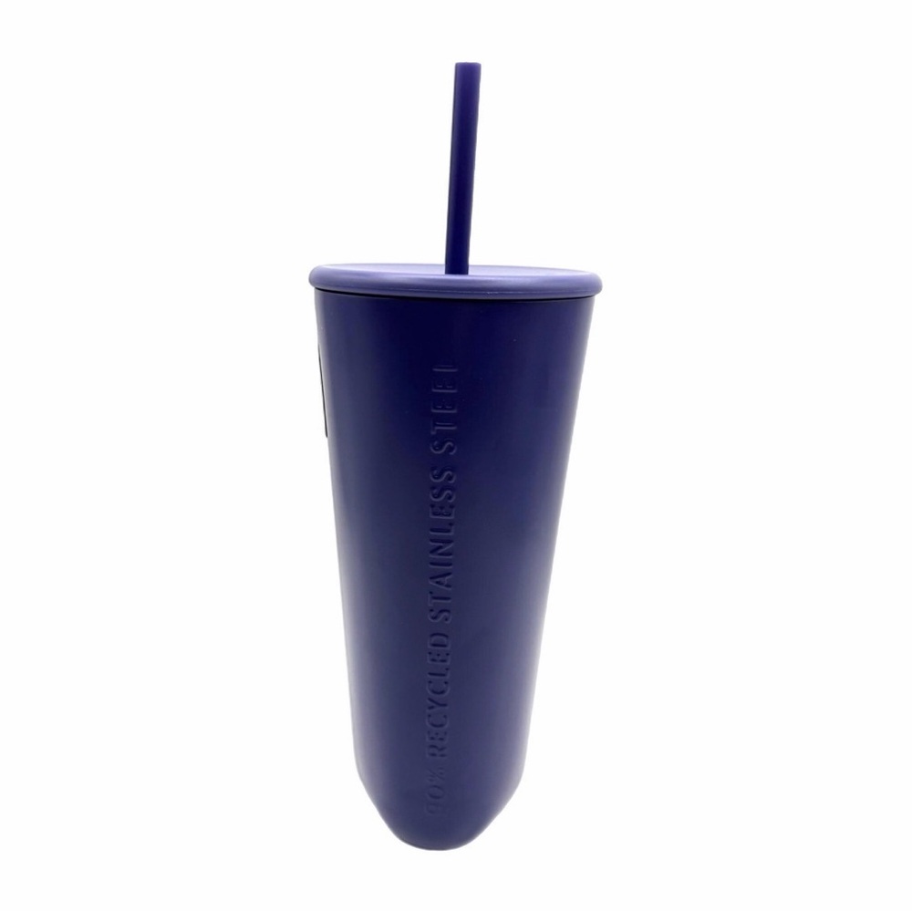 2025 Starbucks 24oz Purple Recycled Stainless Steel Triangle Tumbler with Straw - Picture 3 of 4